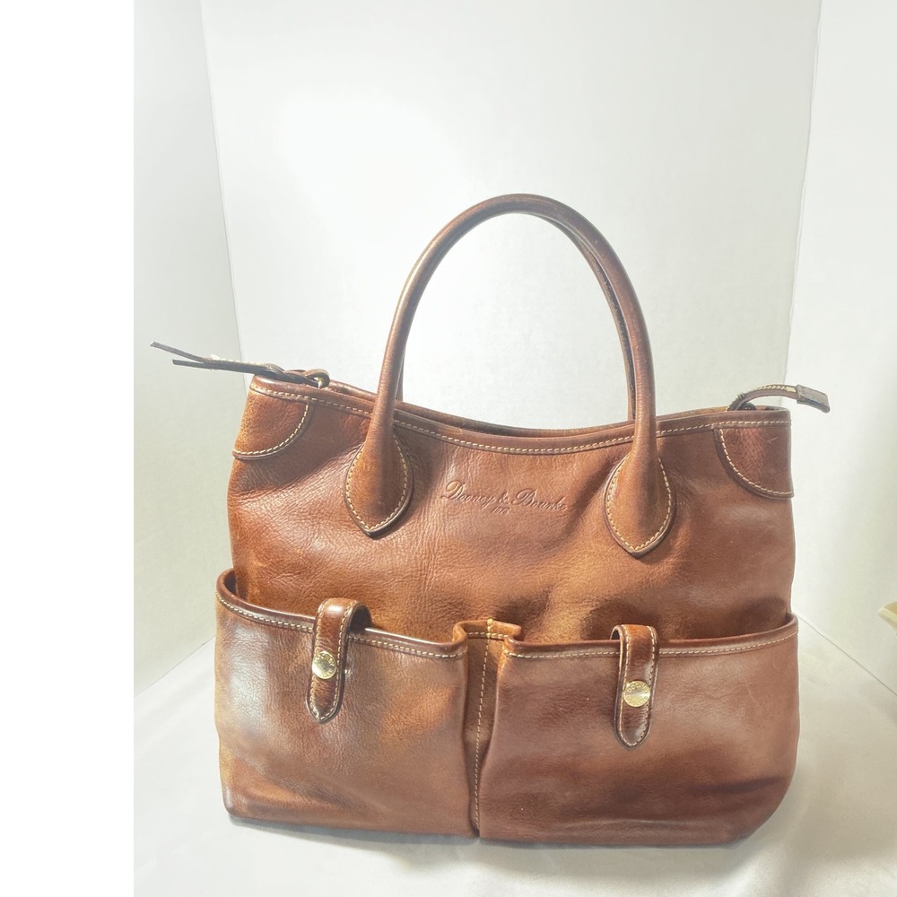 Dooney & Bourke Florentine Vacchetta Leather Satchel Bag Chestnut Brown
